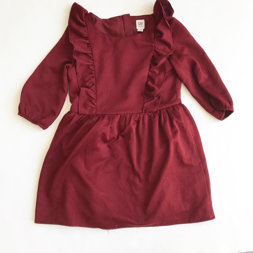 Gapkids maroon textured ruffle dress GUC S(6-7Y)